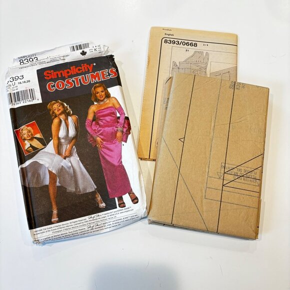 SIMPLICITY 8393 MARILYN MONROE STYLE DRESS COSTUME PATTERN UNCUT 16 18 20 - Picture 2 of 4